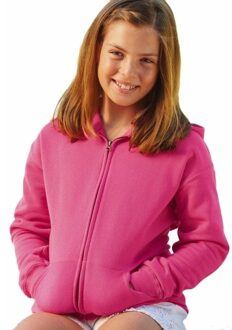 Fruit of the Loom Fuchsia roze katoenmix vest met capuchon voor meisjes 116 (5-6 jaar)