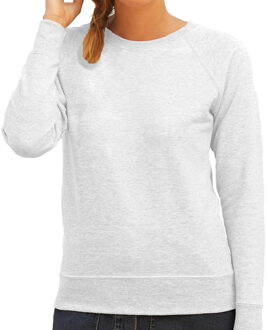 Fruit of the Loom Grijze sweater / sweatshirt trui met raglan mouwen en ronde hals voor dames