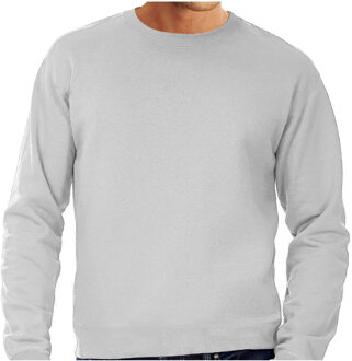 Fruit of the Loom Grote maten sweater / sweatshirt trui grijs met ronde hals voor heren - grijze - basic sweaters 3XL (58)