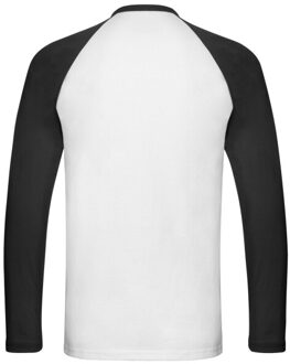 Fruit of the Loom Heren baseball t-shirt met lange mouwen - maat XXXL Wit