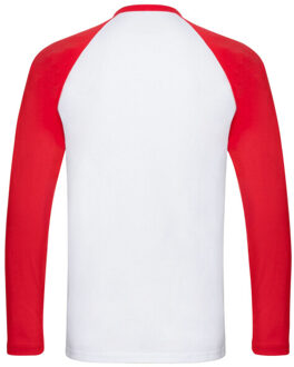 Fruit of the Loom Heren baseball t-shirt met lange mouwen Wit - XXXL