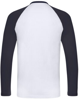 Fruit of the Loom Heren baseball t-shirt met lange mouwen Wit - XXXL