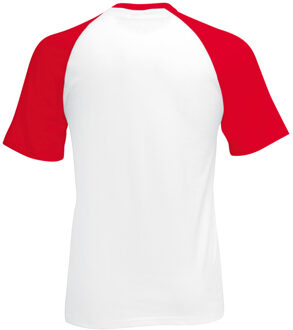 Fruit of the Loom Heren baseballshirt met korte mouwen (Wit/Rood) - maat XL