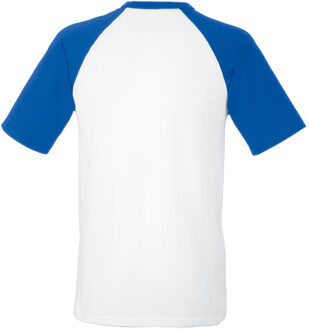 Fruit of the Loom Heren baseballshirt met korte mouwen (Wit/Royaal Blauw) - maat L