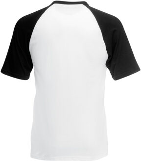 Fruit of the Loom Heren baseballshirt met korte mouwen (Wit/Zwart) - maat L