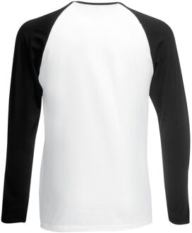 Fruit of the Loom Heren baseballshirt met lange mouwen (Wit/Zwart) - maat 2XL Veelkleurig