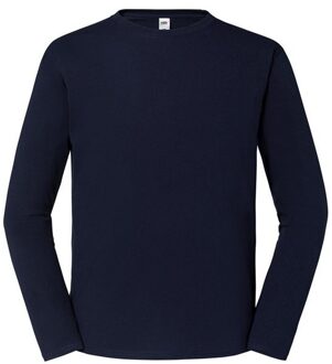 Fruit of the Loom Heren Iconic 195 Premium Ringspun Cotton T-shirt met lange mouwen (Deep Navy) Blauw - S