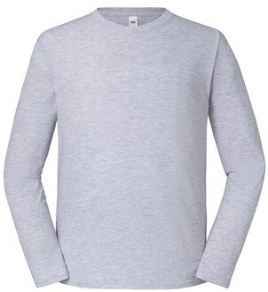 Fruit of the Loom Heren Iconic 195 Premium Ringspun Cotton T-shirt met lange mouwen (Heide Grijs) - maat S