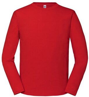 Fruit of the Loom Heren Iconic 195 Premium Ringspun Cotton T-shirt met lange mouwen (Rood)