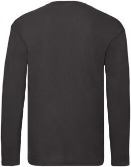 Fruit of the Loom Heren Origineel Effen T-shirt met lange mouwen (Zwart) - maat S