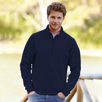 Fruit of the Loom Heren Premium 70/30 Ritssluiting Neck Sweatshirt (Donker Marine) - maat 3XL Blauw