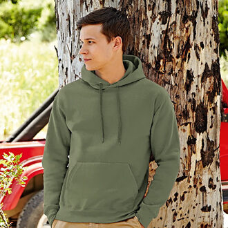 Fruit of the Loom Heren Premium 70/30 Sweatshirt Capuchon / Hoodie (Klassiek Olive) - maat L Groen