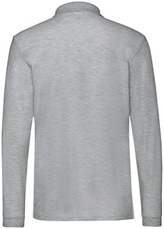Fruit of the Loom Heren Premium Pique Poloshirt met lange mouwen (Atletische Heide) - maat 2XL Lichtgrijs