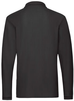 Fruit of the Loom Heren premium poloshirt met lange mouwen - maat L Zwart