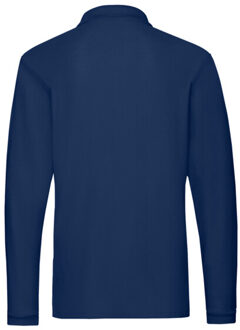 Fruit of the Loom Heren premium poloshirt met lange mouwen - maat M Blauw