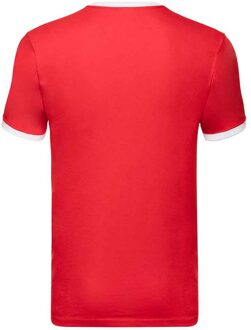 Fruit of the Loom Heren Ringer Contrast T-shirt (Rood/Wit) - maat M