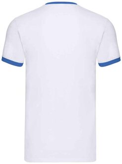 Fruit of the Loom Heren Ringer Contrast T-shirt (Wit/royaal blauw) - 2XL