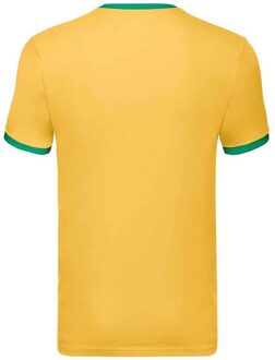 Fruit of the Loom Heren Ringer Contrast T-shirt (Zonnebloem/Kelly Green) Geel - 3XL