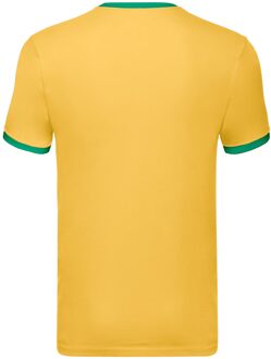Fruit of the Loom Heren Ringer Contrast T-shirt (Zonnebloem/Kelly Green) - maat M Geel