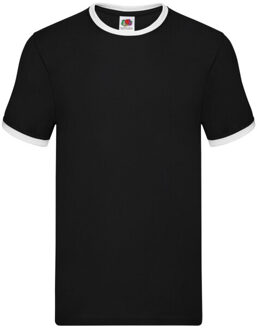 Fruit of the Loom Heren ringer t-shirt - maat S Zwart