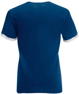 Fruit of the Loom Heren Ringer T-shirt met korte mouwen (Marine/ Wit) - maat S Navy