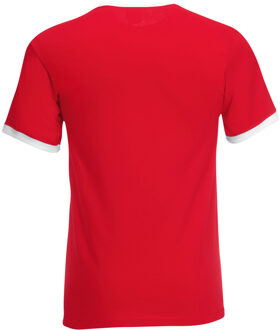 Fruit of the Loom Heren Ringer T-shirt met korte mouwen (Rood/Wit) - S