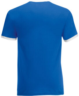 Fruit of the Loom Heren Ringer T-shirt met korte mouwen (Royaal Blauw/Wit) - maat L
