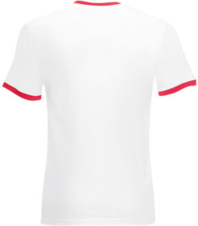 Fruit of the Loom Heren Ringer T-shirt met korte mouwen (Wit/Rood) - maat L