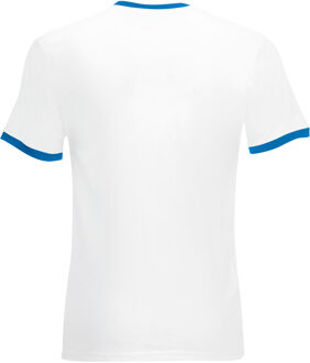 Fruit of the Loom Heren Ringer T-shirt met korte mouwen (Wit/Royaal Blauw) - maat M