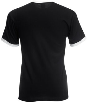 Fruit of the Loom Heren Ringer T-shirt met korte mouwen (Zwart/Wit) - maat M