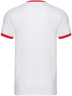 Fruit of the Loom Heren Ringer T-Shirt (Wit/rood)