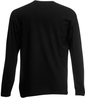 Fruit of the Loom Heren Valuegewicht T-shirt met ronde hals en lange mouwen (Zwart) - maat S