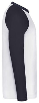 Fruit of the Loom Heren valueweight baseball t-shirt met lange mouwen - maat XXXL Wit