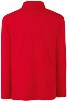 Fruit of the Loom Kinder Polo Lange Mouwen 65/35 Piqué / Kinderpolo (Rood) - 9-10J / 134-140cm