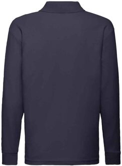 Fruit of the Loom Kinderen/Kinderen Lange Mouw Pique Polo Shirt (Deep Navy) - maat 14-15J / 164-170cm Blauw