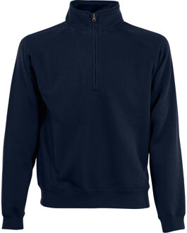 Fruit of the Loom Navy blauwe fleece sweater/trui met rits kraag voor heren/volwassenen - Katoenen/polyester sweaters/truien 2XL (EU 56)