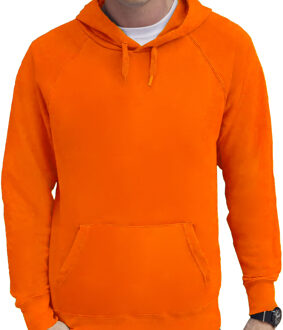 Fruit of the Loom Oranje hoodie / sweater met capuchon - heren - raglan - basics - hooded sweatshirts - Koningsdag / EK en WK supporter L (EU 52)