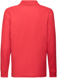 Fruit of the Loom Polo shirt met lange mouwen voor kinderen/kinderen Rood