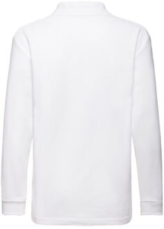 Fruit of the Loom Polo shirt met lange mouwen voor kinderen/kinderen Wit - 164/170