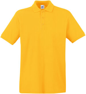 Fruit of the Loom poloshirt premium - geel - heren - katoen - 180 grams M (EU 50)