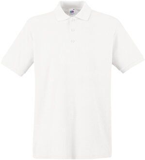 Fruit of the Loom poloshirt premium - wit - heren - katoen - 180 grams