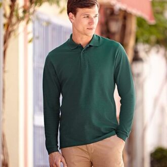 Fruit of the Loom Premium Long Sleeve Polo * Actie * Rood,Zwart,Groen,Wit,Grijs,Blauw - Small,Medium,Large,X-Large,XX-Large,3XL