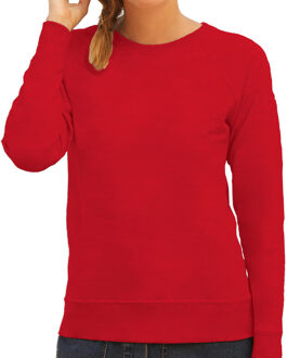 Fruit of the Loom Rode sweater / sweatshirt trui met raglan mouwen en ronde hals voor dames - rood - basic sweaters 2XL (44)