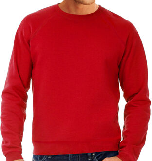 Fruit of the Loom Rode sweater / sweatshirt trui met raglan mouwen en ronde hals voor heren - rood - basic sweaters 2XL (EU 56)