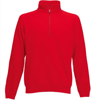 Fruit of the Loom sweater voor heren met halsrits - Rood - Katoen/polyester