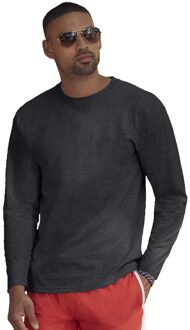 Fruit of the Loom t-shirt lange mouwen - heren - antraciet - katoen - regular fit