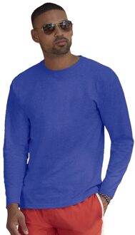 Fruit of the Loom t-shirt lange mouwen - heren - blauw - katoen - regular fit