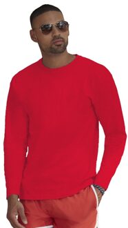 Fruit of the Loom t-shirt lange mouwen - heren - rood - katoen - regular fit