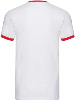 Fruit of the Loom Unisex Ringer T-shirt voor volwassenen (Wit/rood)