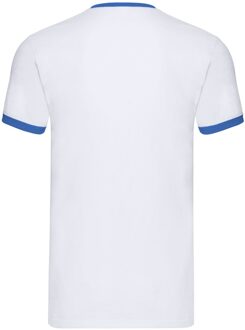 Fruit of the Loom Unisex Ringer T-shirt voor volwassenen (Wit/royaal blauw) - maat 3XL